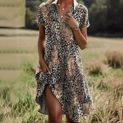 Sienna women's printed summer dress in Midnight Leopard