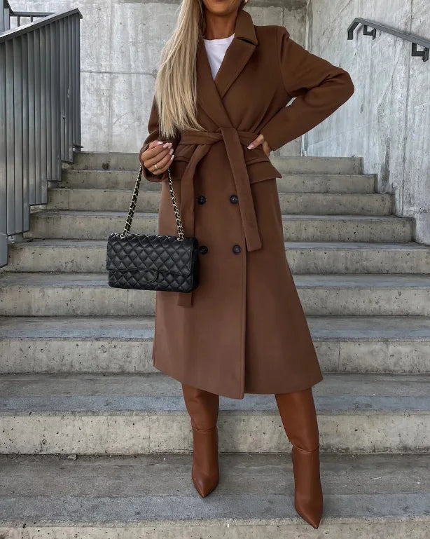 Women's Classic Long Sleeve Trench Coat Sophisticated Style Versatile Layering