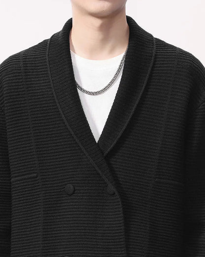 Men's Double-Breasted Cardigan Shawl Collar Knit Smart Casual