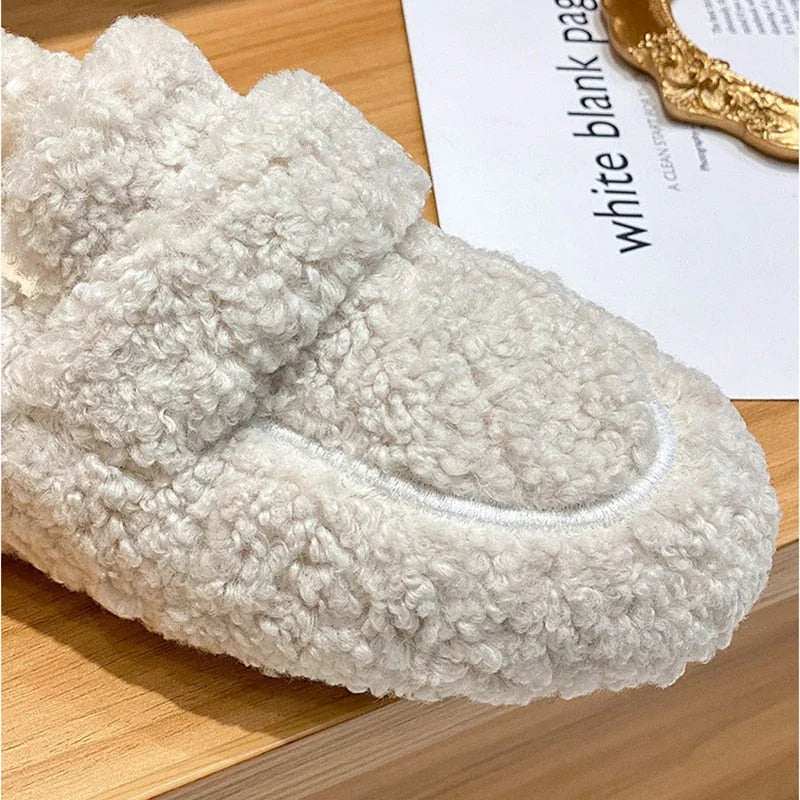 Alessandra Wool Slippers Soft Fleece Cosy Home Shoes Comfortable Indoor