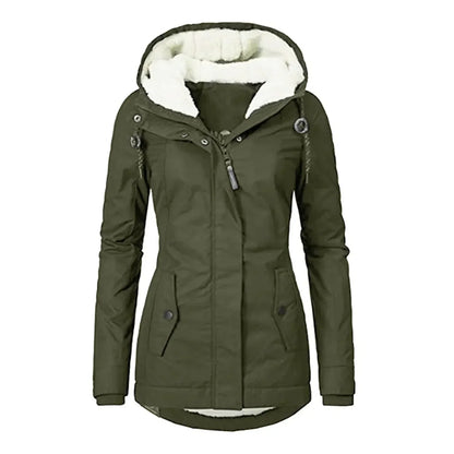 Women's Long Waterproof Winter Coat Fleece Lined Tailored Warm Elegant Outerwear