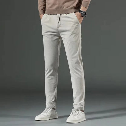 Men's Slim Fit Pants Vertical Texture Casual Smart Casual Everyday Trousers