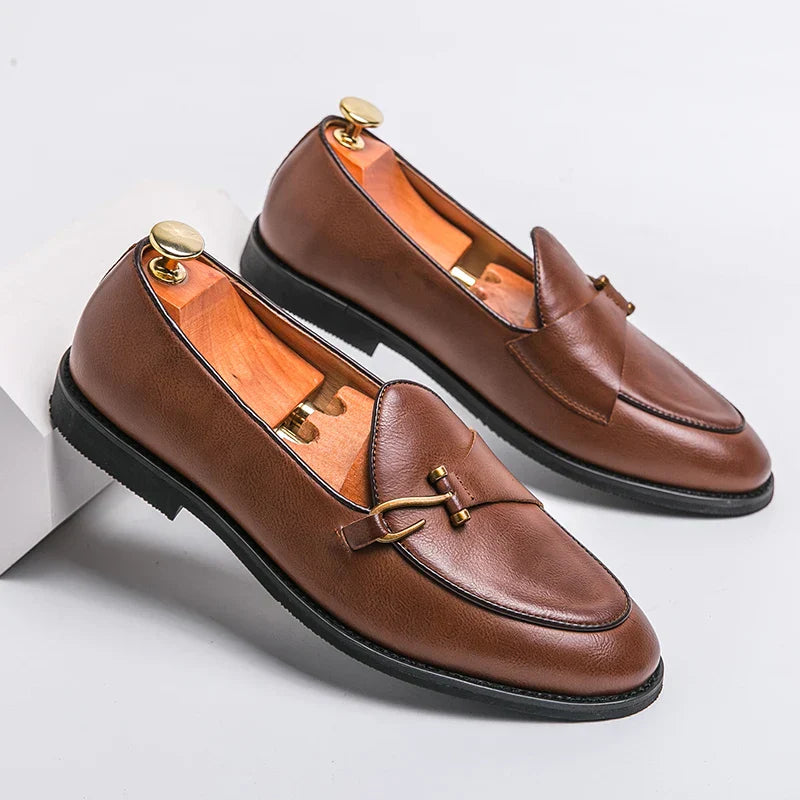 Men's Slip-On Loafers Apron Toe Strap Detail Casual Smart Dress Shoes