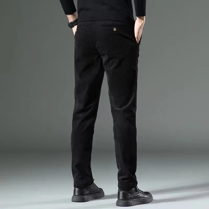 Men's Slim Fit Pants Vertical Texture Casual Smart Casual Everyday Trousers