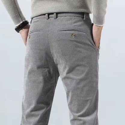 Men's Slim Fit Pants Vertical Texture Casual Smart Casual Everyday Trousers