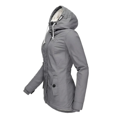 Women's Long Waterproof Winter Coat Fleece Lined Tailored Warm Elegant Outerwear