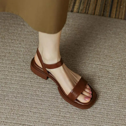 Padded Square Sandals Adjustable Buckle Comfort Everyday Casual Shoes