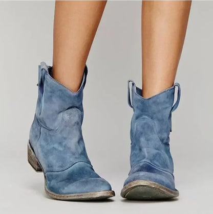 Women's Leather Boots Pointed Toe Western Style Chic Everyday Casual