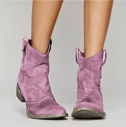Women's Leather Boots Pointed Toe Western Style Chic Everyday Casual