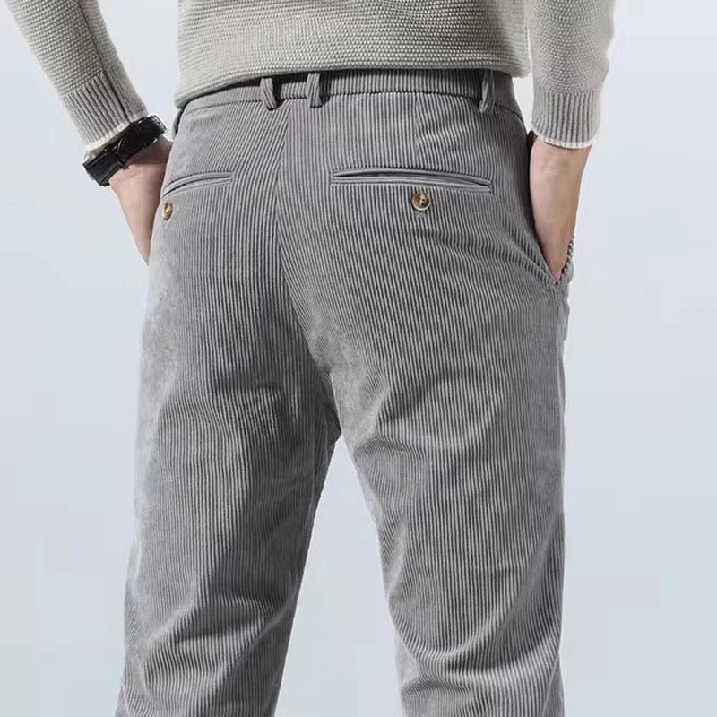 Men's Slim Fit Pants Vertical Texture Casual Smart Casual Everyday Trousers