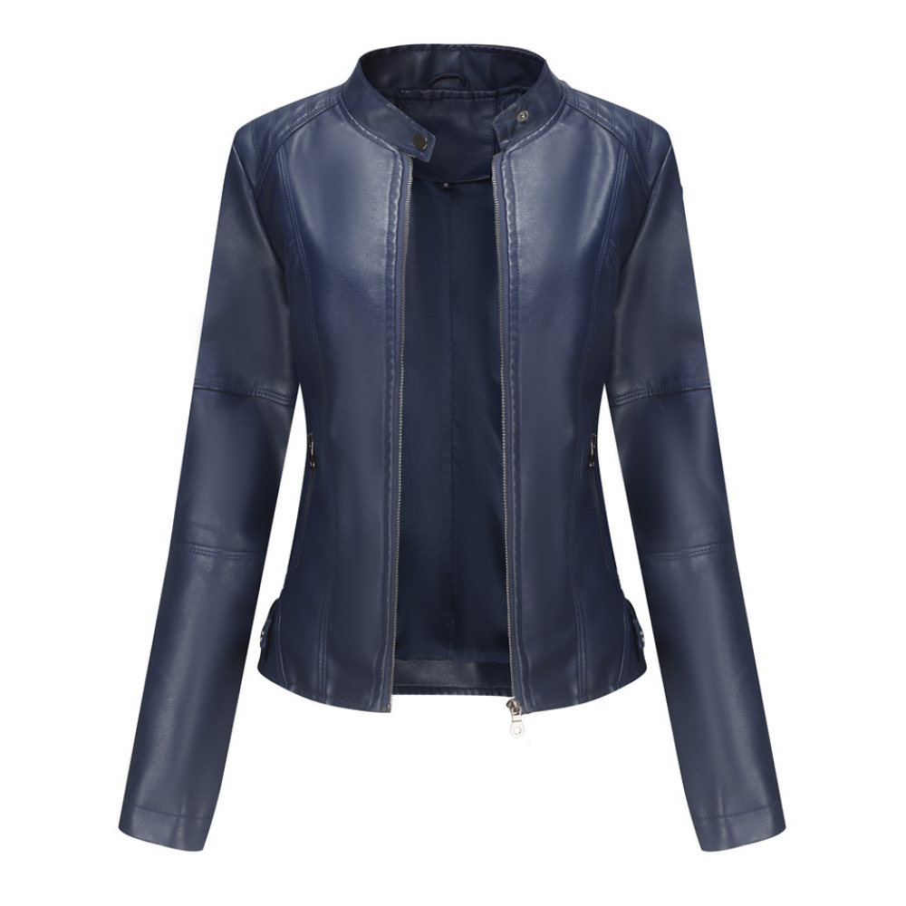 Women's Leather Jacket Fitted Elegant Classic Style Martha