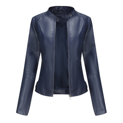 Women's Leather Jacket Fitted Elegant Classic Style Martha