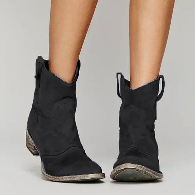 Western Ankle Boots Short Shaft Slip-On Casual Everyday Footwear