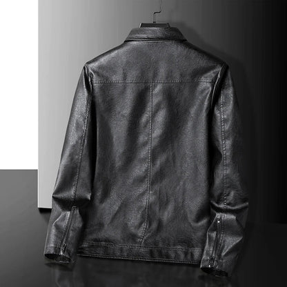 Men's Zip Up Jacket Point Collar Panel Stitching Side Pockets Casual