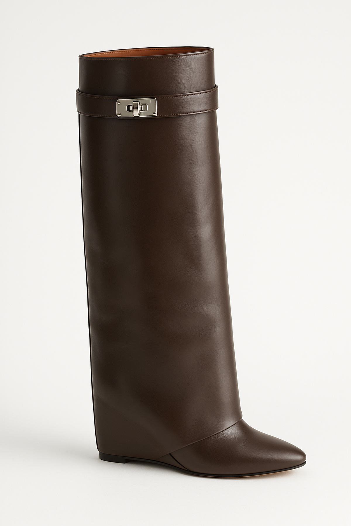 Knee High Wedge Boots Women Buckle Strap Simple Casual Work Everyday