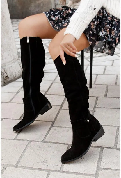 Women's Knee High Boots Block Heel Stable Comfortable Office Casual