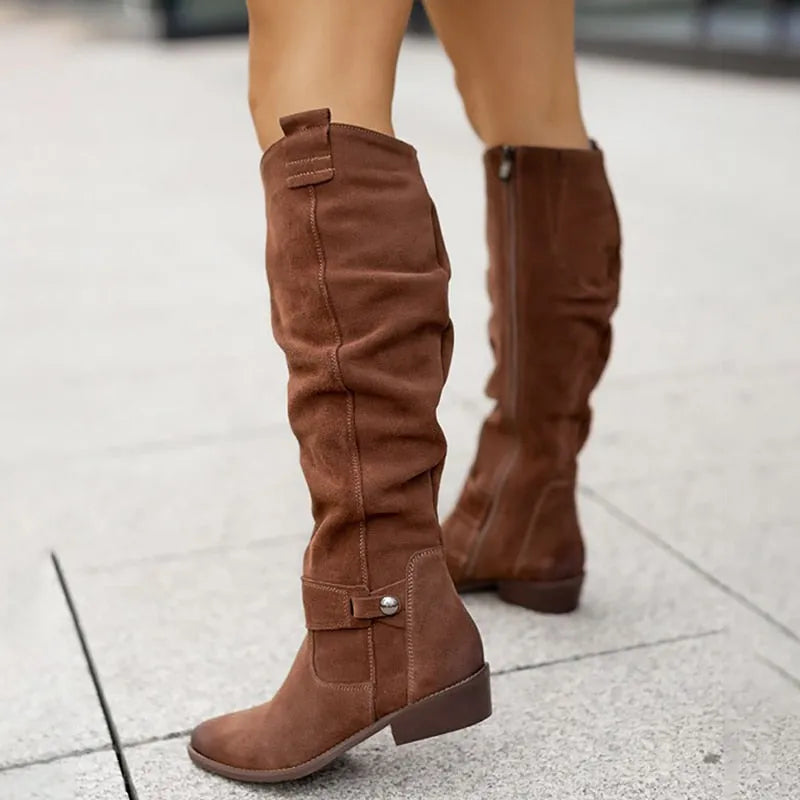 Women's Knee High Boots Block Heel Stable Comfortable Office Casual