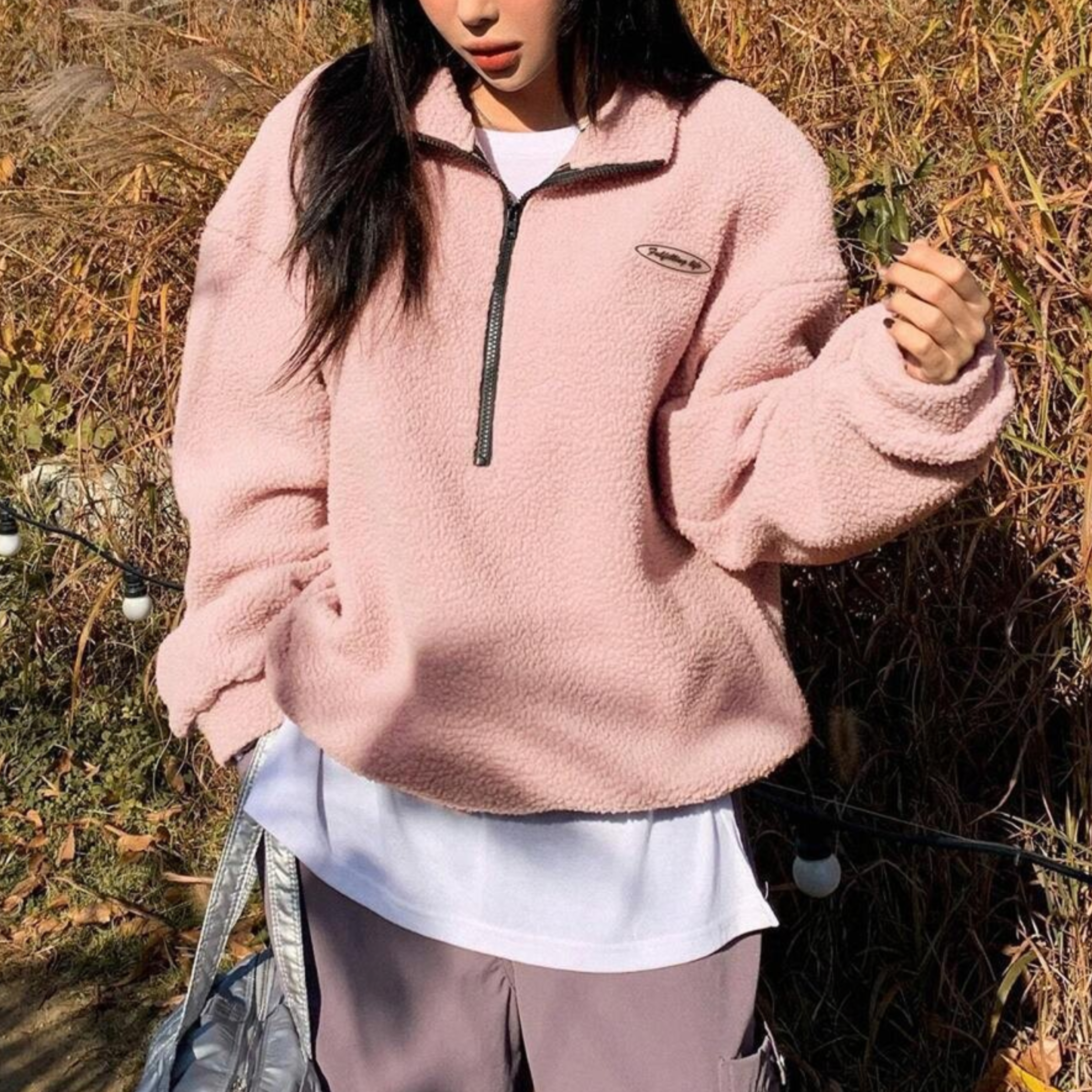 Women's Fuzzy Half Zip Sweatshirt Long Sleeve Soft Fleece Pullover Green Black Pink Apricot Casual Cosy Lounge Top Ladies Warm Winter