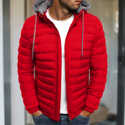 Men's Puffer Jacket Hooded Quilted Warm Casual Winter Coat Navy