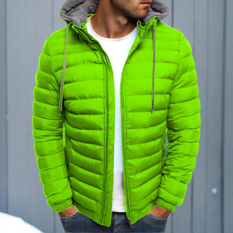 Men's Puffer Jacket Hooded Quilted Warm Casual Winter Coat Navy