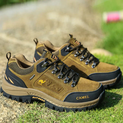 Men's Hiking Boots Lace Up Grip Sole Traction Outdoor Walking Shoes