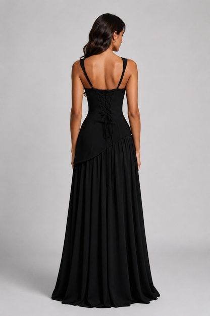 Ines | Sculpted Draped Satin Feel Maxi Dress