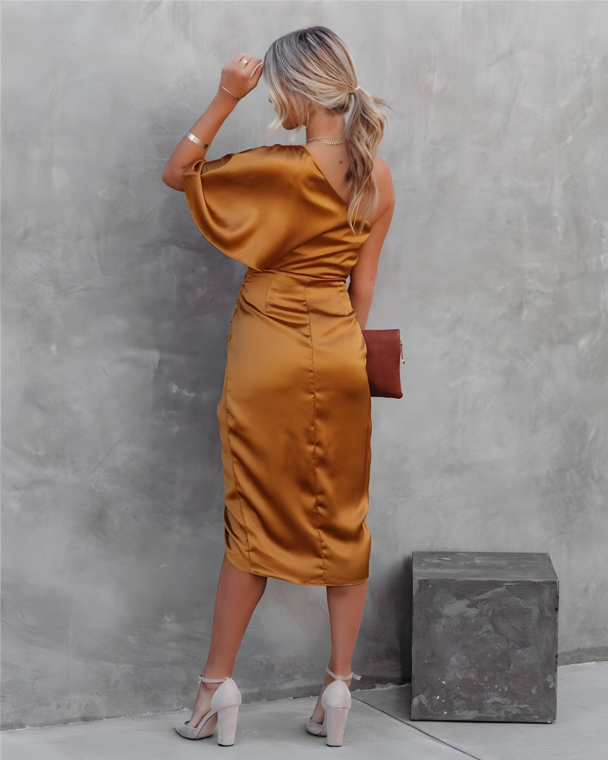 Women’s Formal Dress One Shoulder Ruched | Midi