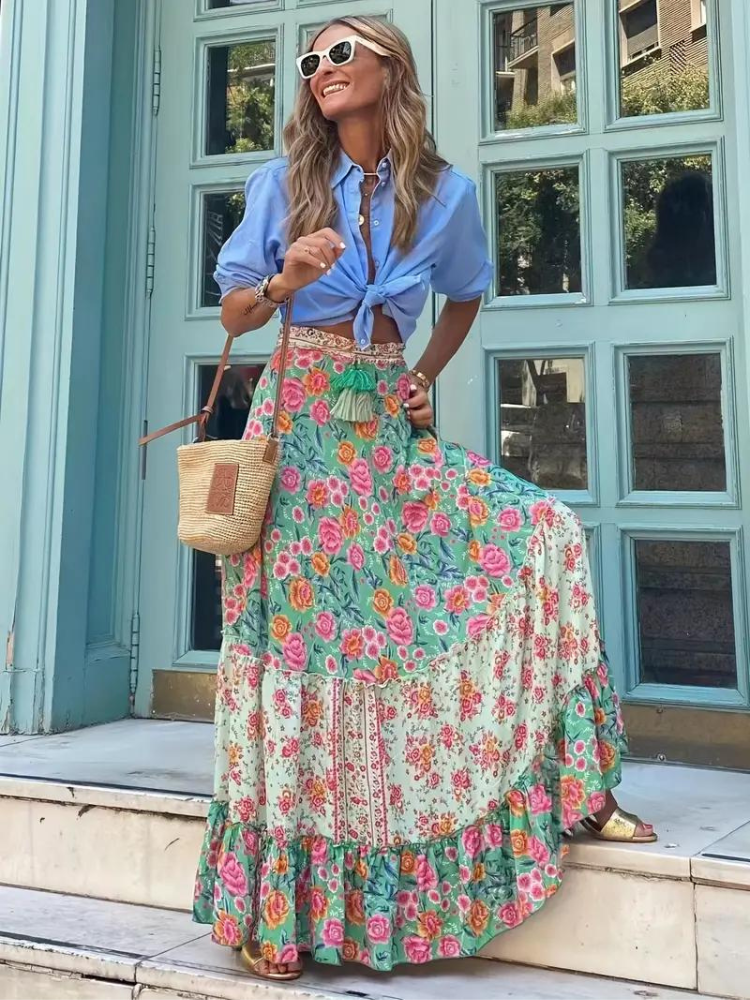 Women’s Maxi Skirt Tiered Long | Boho