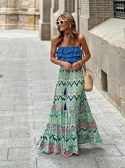 Women's Maxi Skirt in Green