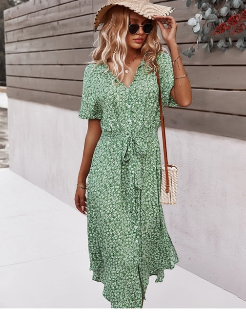 Women's Midi Dress in Green