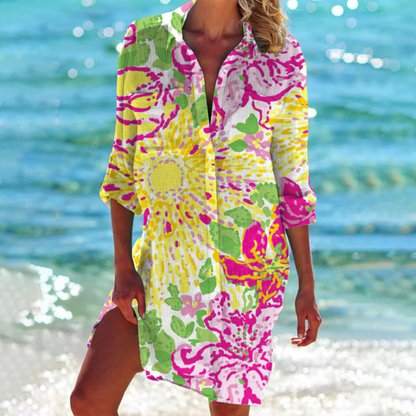 Women's Dress in Yellow Flowers