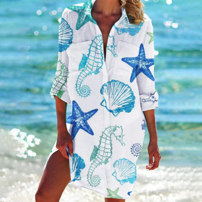 Women's Dress in Blue Seahorse