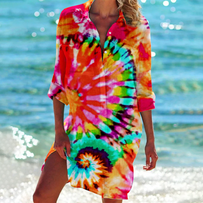 Women's Dress in Orange Tie Dye