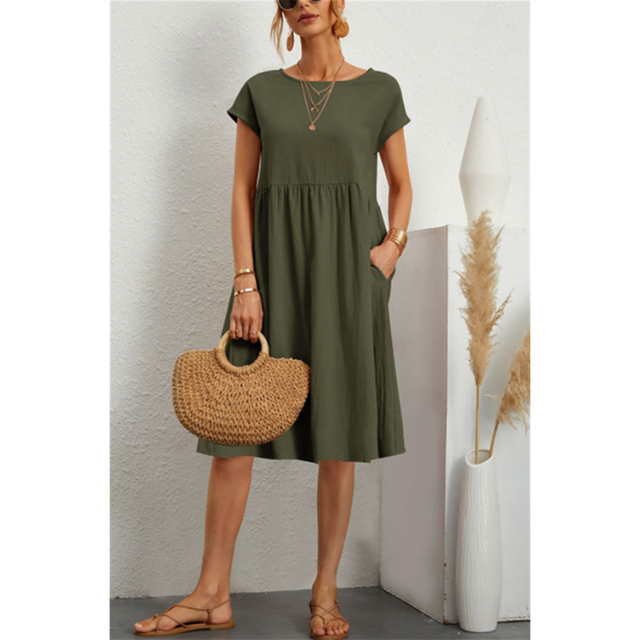 Women's casual midi summer dress in Green