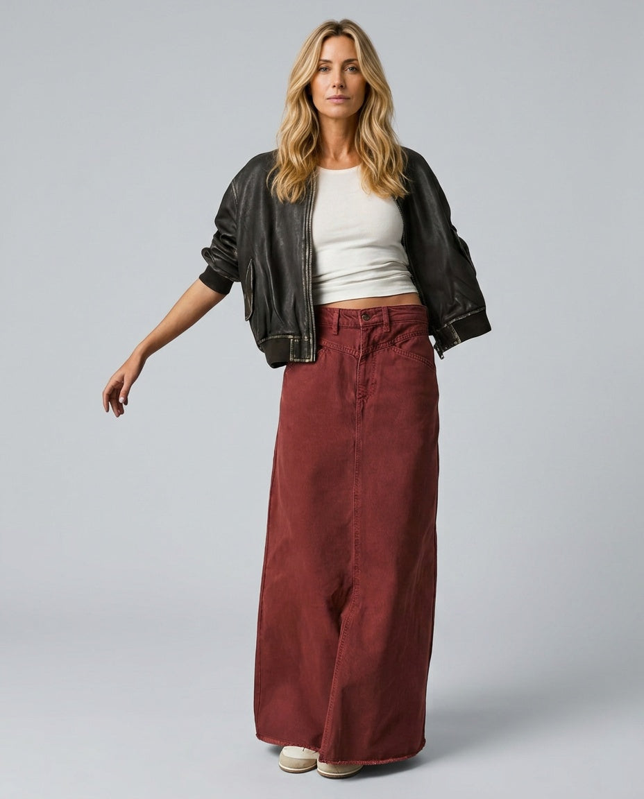 Hazel women's maxi skirt in Burgundy