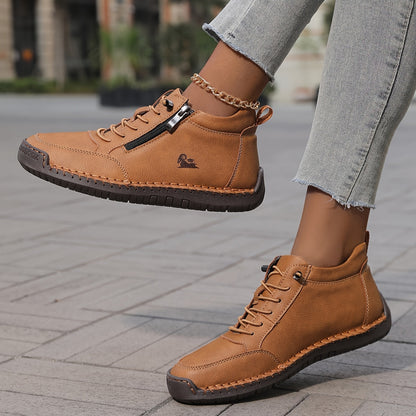 Women's Lace-Up Shoes with Side Zip Comfortable Everyday Casual