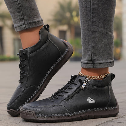 Women's Lace-Up Shoes with Side Zip Comfortable Everyday Casual