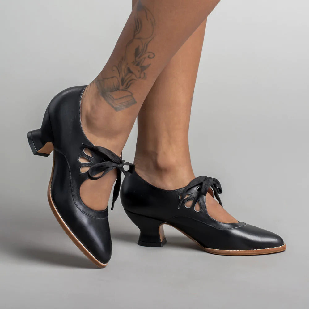 Women's Lace-Up Pumps with Heel Elegant Closed Toe Formal Everyday Shoes
