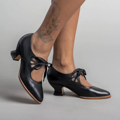Women's Lace-Up Pumps with Heel Elegant Closed Toe Formal Everyday Shoes