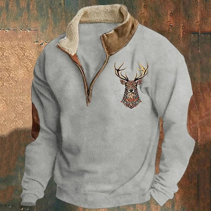Zip-Up Pullover Men's Comfortable Casual Fleece Sweater Warm Everyday Layering Top