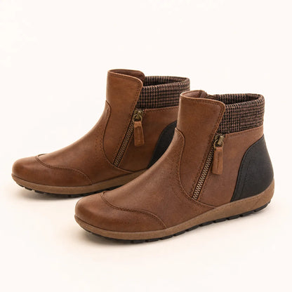 Brown ankle boots pair - studio view