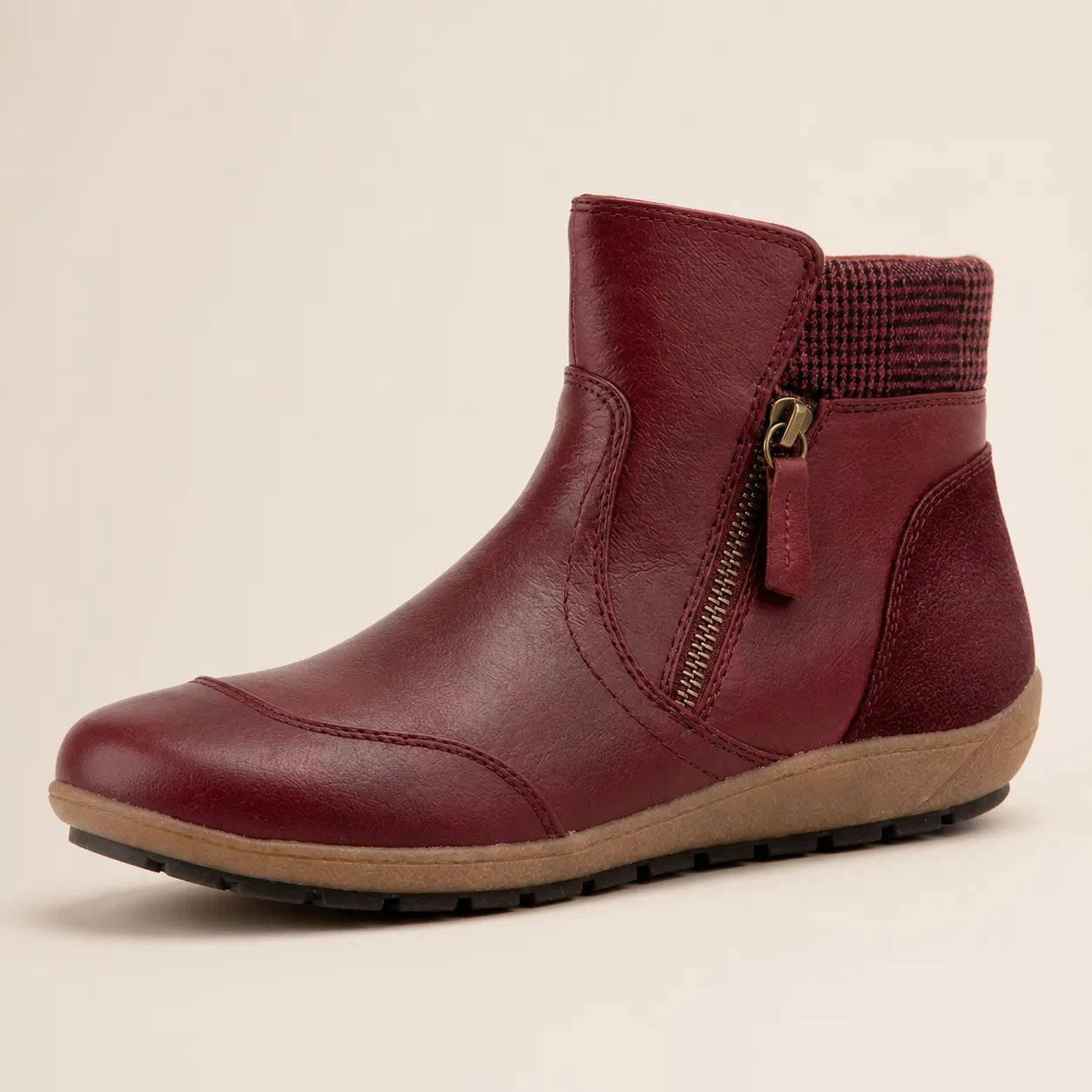 Red ankle boot - side detail