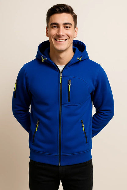 Men's Casual Hoodie Jacket Zip Pockets Lightweight Everyday Outdoor Charcoal