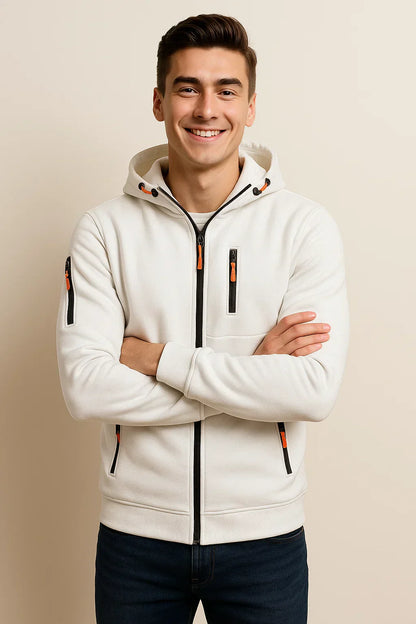 Men's Casual Hoodie Jacket Zip Pockets Lightweight Everyday Outdoor Charcoal