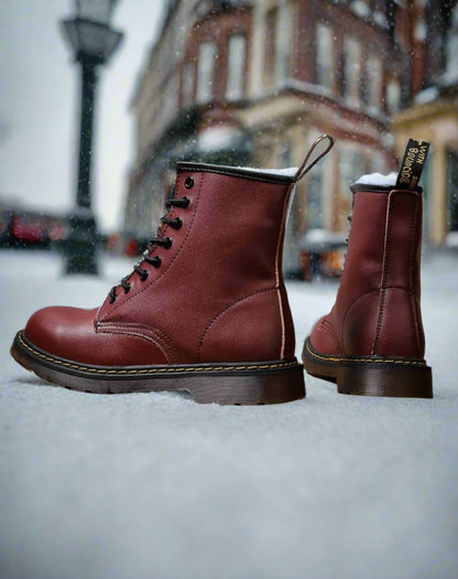 Women's Leather Winter Boots High Warm Casual Everyday Lace-Up