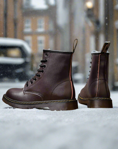 Women's Leather Winter Boots High Warm Casual Everyday Lace-Up