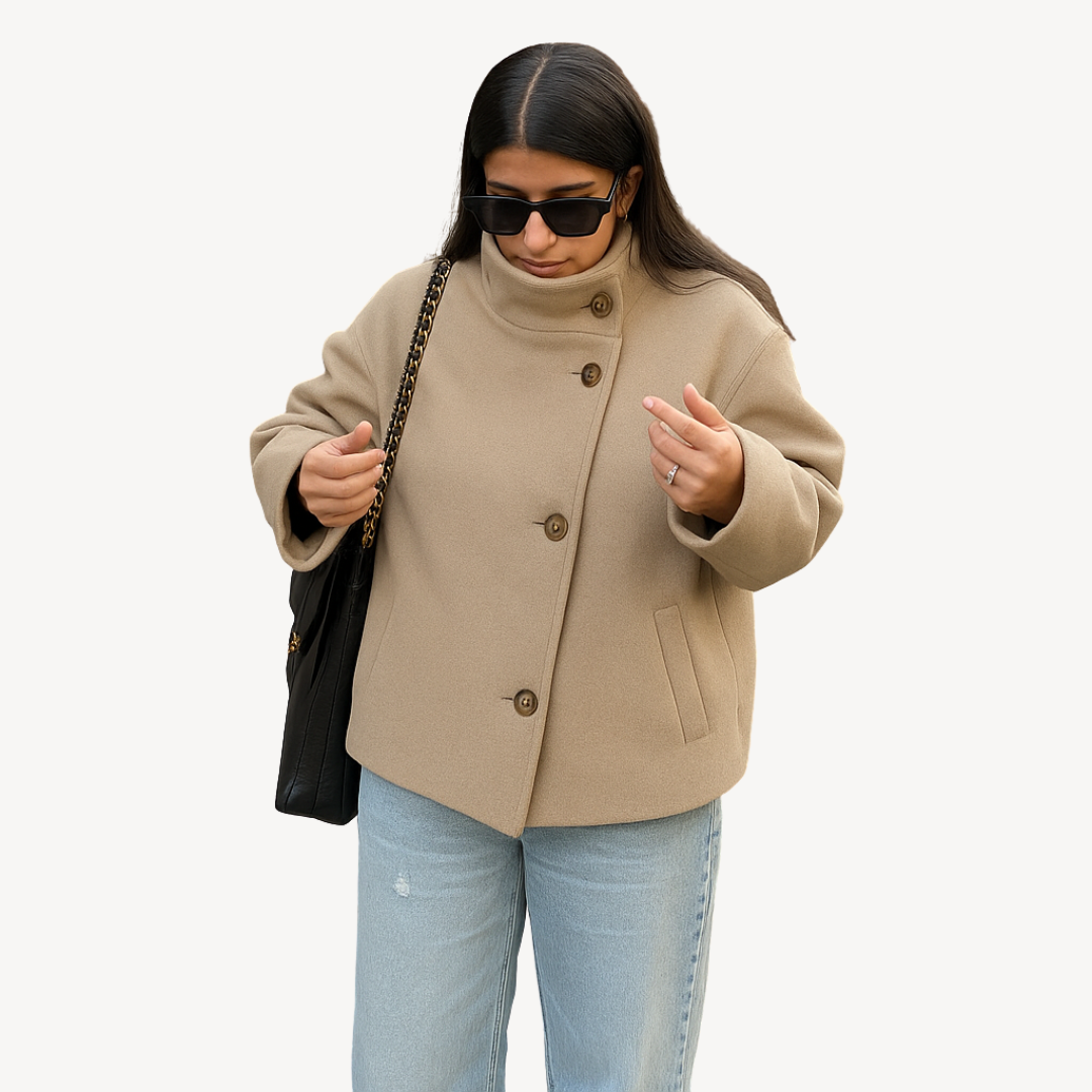 Women's Winter Coat Button Closure Tailored Elegant Warm Jacket