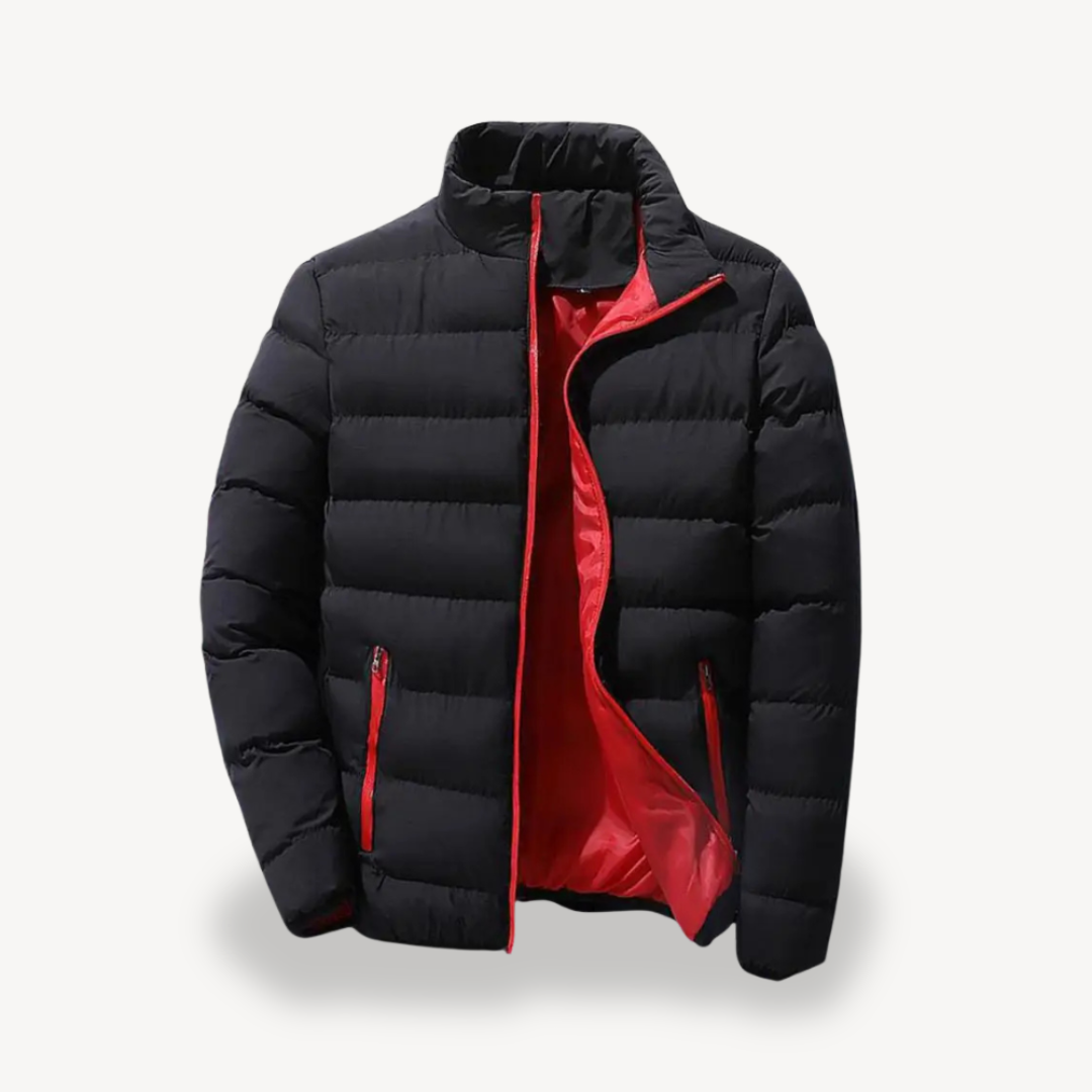 Men's Quilted Jacket Front-Zip Winter Warm Casual Everyday Coat