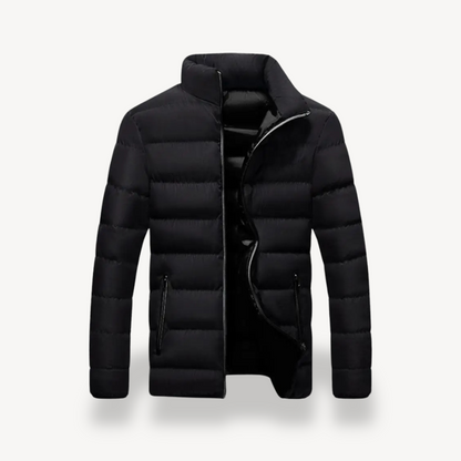 Men's Quilted Jacket Front-Zip Winter Warm Casual Everyday Coat