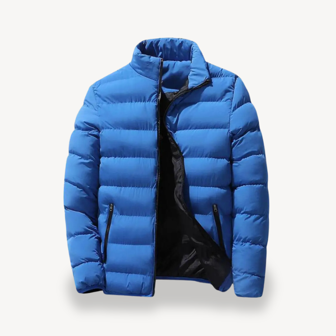 Men's Quilted Jacket Front-Zip Winter Warm Casual Everyday Coat